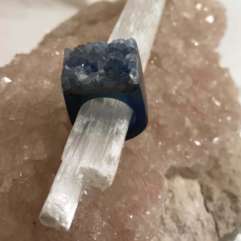 Blue crystal ring